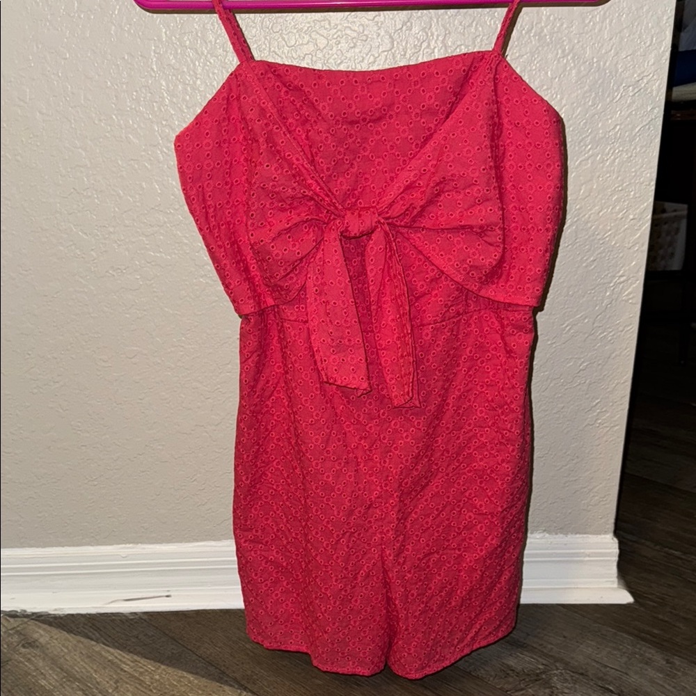 5 for $20 🌹Love and Piece, Red Eyelet Bow Romper. Gently used once 100% cotton!